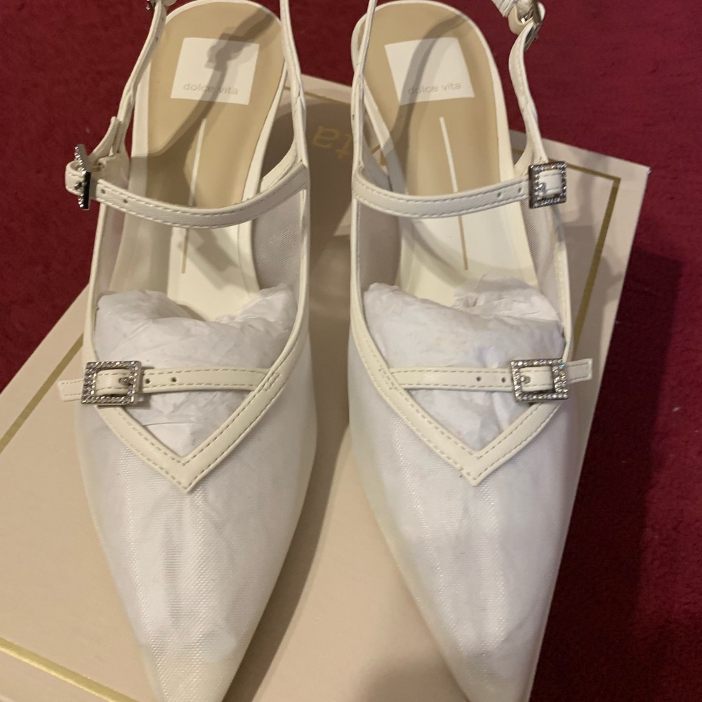 New Dolce Vita Kishan Mesh Slingback White Pump Sz 7 1/2